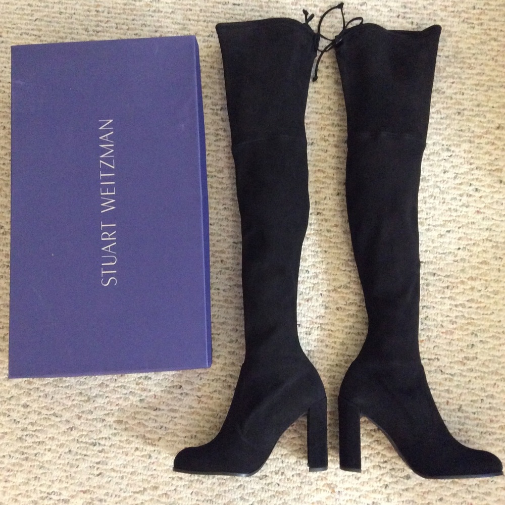 π STUART WEITZMAN black suede hiline OTK boots - Picture 3 of 8